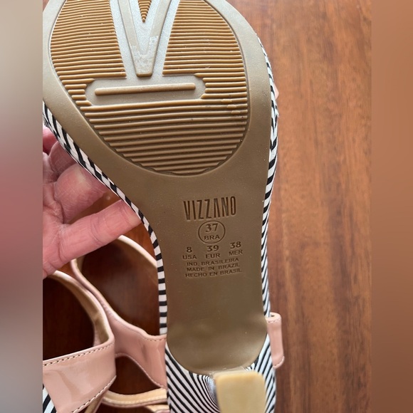 NWOT Vizzano Carolina Boix Women's Pink Striped Heels size 8 - Picture 5 of 7